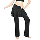 GOGO TEAM Womens Yoga Pants Belly Dance Latin Fitness Pants with Skirt