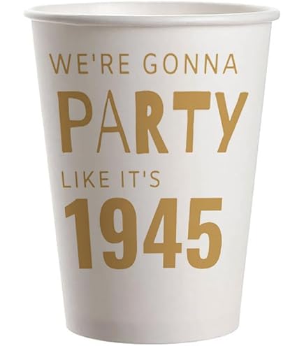 SharkBliss Partybecher Zum 80. Geburtstag – Vintage 1945 Design, 20 Stück, 266 Ml, Schwarz