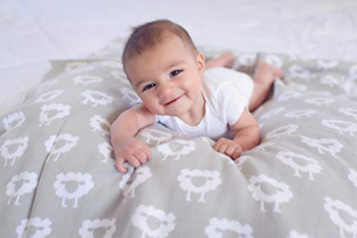 Ziggy Baby Organic Sheep Knitted Blanket Gray and White - Thumbnail 3