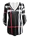 Akery Women's 3/4 Sleeve Casual Plaid Shirt Blouse Tops