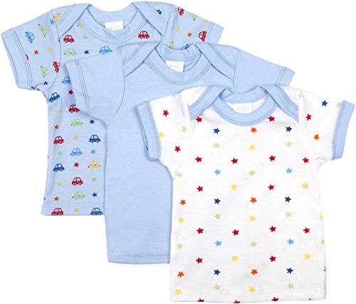 BIG OSHI Baby 3 Pack Lap Shoulder Crewneck Undershirt T-Shirts - PLK-803 - Blue, 9-12 Months