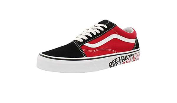 black vans red stripe