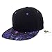 PrettyLife Unisex Galaxy Brim Snapback Flat Bill Hat Adjustable Hip Hop Trucker Cap (Black)