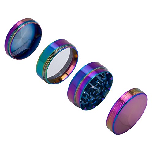 Rainbow Glass grinder kit -Tobacco Grinder Herb Grinder Smoking Crusher for Herb Leaves ,Dry Herbs Paper with 4 x O-Rings,2 x Rubber Caps , x Small Cleaning Brush ,1x Big Cleaning Brush(63mm grinder )