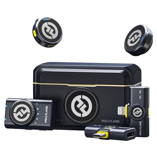 Hollyland Lark M2 Micro Cravate sans Fil (2TX+3RX) pour Camera, iPhone, Android, PC, 300 m Portée, Qualité Audio Hi-Fi, Réduction du Bruit, 40H Utilisation, Micro Lavalier pour Livestreaming Vlog-Noir