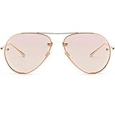Freckles Mark Classic Oversized Aviator Sunglasses Vintage Retro Gold Metal Frame Clear Colorful Lenses 62mm