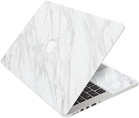 SkylerShield 4-in-1 Protector 3M Vinyl Skin Decal Laptop Decals Sticker w/Black Keyboard Cover for MacBook Pro 13" 2016-2019 A1706 A1708 A1989 with & w/o Touch Bar White Marble Stone Texture
