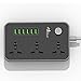 Power Strips with USB Ports 3 Way Outlets 6 USB Ports Surge Protection Power Strip Universal Power Socket with 6ft Bold Extension Cord with Fuse and Shutter Extension Lead (Black+Gray,US Plug)