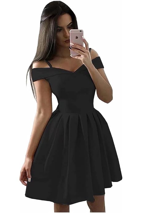 Cold Shoulder Satin Short Prom Dress 