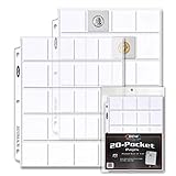 BCW Pro 20-Pocket Pages, Pocket Size: 2" x2", 20 Pages - Coin Collecting Supplies