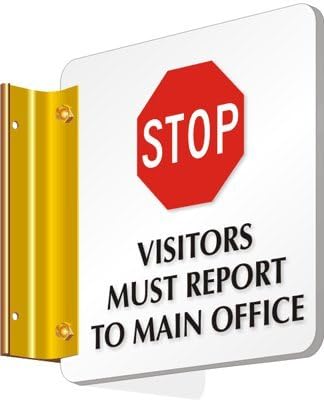 Stop Visitors Must Report to Main Office (with STOP symbol) Spot-a-Sign Sign, 6" x 6"