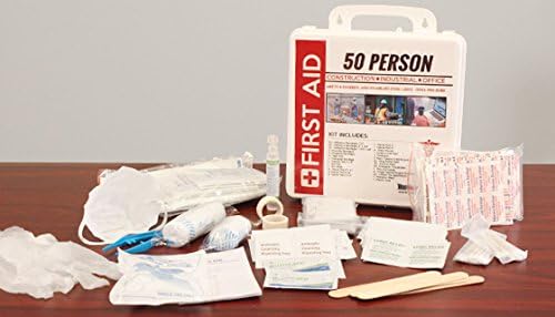 50 Person First Aid Kit with Waterproof Case, Wall-mountable - 220 Total Pieces, OSHA ANSI for Office, Home, car, School, Construction, Industrial