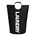 ESHOW Folding 600D Thicken Oxford Clothes Storage Laundry Bag with Alloy Handles Foldable Laundry Basket Laundry Hampers for College Students(Black)