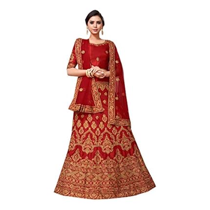 Ready to Wear Red Indian Designer Bridal Wedding Silk Lehenga Choli Net Dupatta Embroidered Designer Bollywood B11
