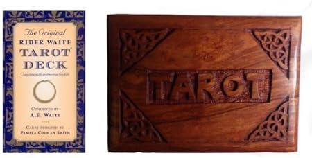 The Rider Waite Caja Tarot Madera Esculpida a Mano & Baraja de Cartas: Amazon.es: Hogar