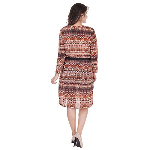 saarvi fashion women's crepe a-line dress (orange)