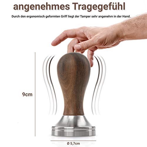NOUTEN® Premium Espresso Tamper Set 57mm - Kaffeestampfer aus Edelstahl mit einem elegant geformten Echtholzgriff… – Bild 4