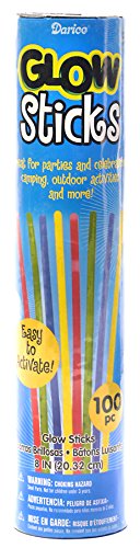 Darice Glow Sticks, 8-Inch, Assorted Neon Colors, 100/Pack