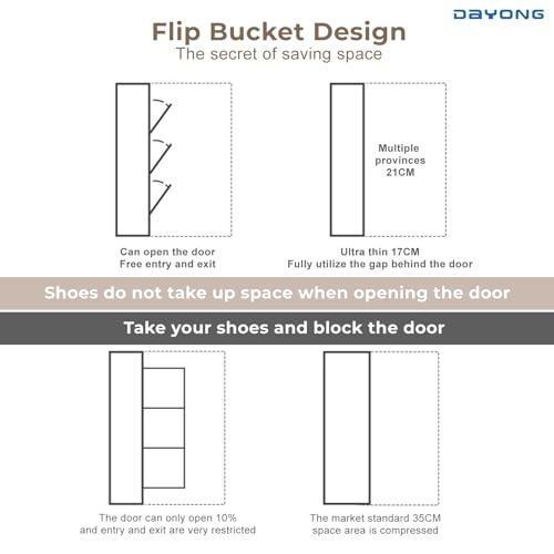 DAYONG Shoe Storage Cabinet, Wood Shoe Storage Organizer with 3 Flip Drawers, Slim Hidden Organizer for Entryway, Narrow Shoe Cabinet for Small Space Hallway Living Room Dorm. (COULUR2)