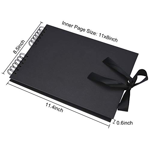 Scrapbook Album 8x11 inch, Morfone Photo Album Scrapbook 80 Black Pages Wedding Guest Book Anniversary DIY Memory Book (Photo Corners Included)