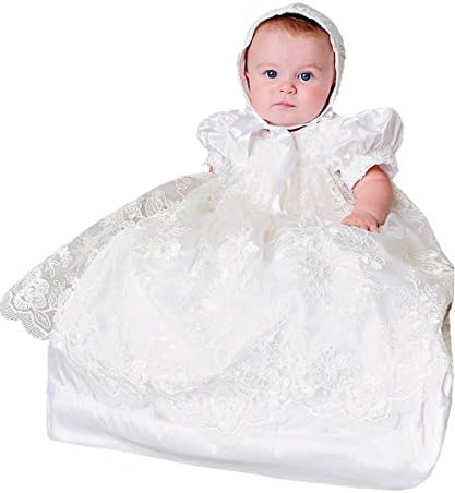 LovelyGirl Gorgeous Baby Girls Baptism Dress Christening Gowns Long 3-24 Month LG0012 (3M, Ivory)