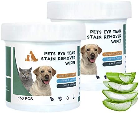 QUTOP 2 Pack Dog Eye Wipes, Unscented and Gentle Pet Eye Wipes, Dog Tear Stain Remover for Dogs, Natural Eye Wipes for Dogs
