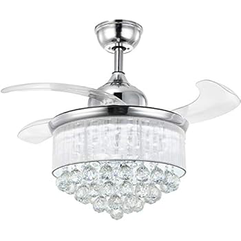 Moooni Dimmable Fandelier Crystal Ceiling Fans With Lights And