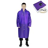 ANTVEE Rain Ponchos 2 Packs for Adults with Drawstring Hood and Sleeves - Emergency Rain Coat for Theme Park, Hiking, Camping or Traveling