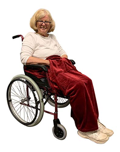 Lightweight Wheelchair Blanket, Warm Fleece, with Pockets (Merlot) - //coolthings.us