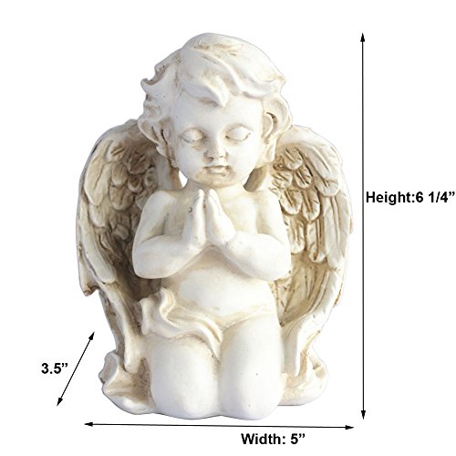 Kneeling Praying Cherub Statue Angel Statue Figurine Indoor Outdoor Home Garden Decoration Wings Angel Statue Sculpture Memorial Statue (Kneeling Praying Cherub)