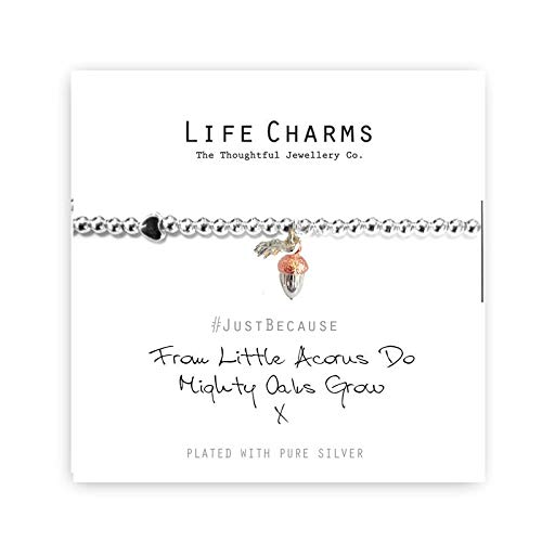 Life Charms Womens Little Acorns Bracelet Silver Plated