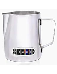 Milk Frothing Pitcher with Integrated Thermometer, Latte Art Jug Stainless Steel Creamer Temperature Espresso Steaming Pitchers 20 oz (600 ml)