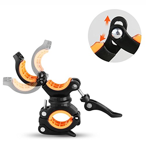 [2 Pack] Vonpri Flashlight Holder, Mount Bicycle Mounting Bracket Flashlight Holder Torch Clip 360º Rotation (Orange) - Thumbnail 2