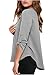 Dokotoo Womens Casual Chiffon Ladies V-Neck Cuffed Sleeve Blouse Tops Large Gray,Gray,(US12-14)L