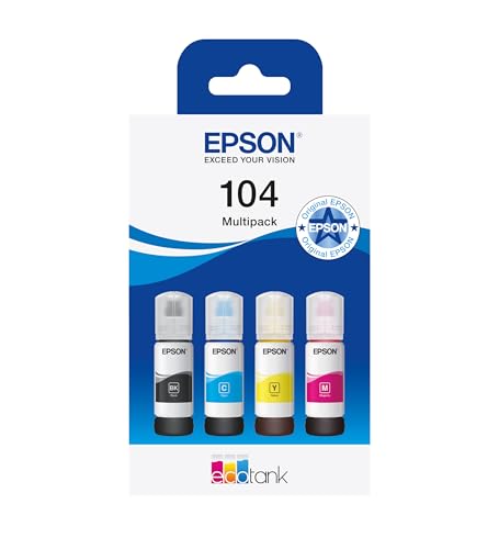Epson C13T00P640 Tinte (4) Cyan, Magenta, Gelb, Schwarz 65 ml Flasche, EcoTank 104