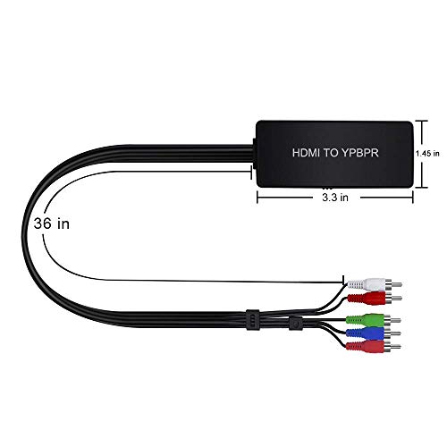 HDMI to YPbPr Converter, HDMI to Video Ypbpr Adapter HDMI to Component Converter with YPBPR Cable Power Adapter for Apple TV, PS3, Roku, Xbox, Fire Stick, DVD Players