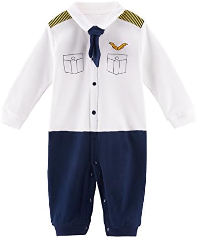 Arloesi Baby Boys' Pilot Cosplay Romper (3-6 Months, White)