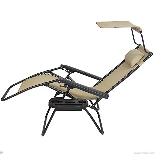 PayLessHere Zero Gravity Chairs 2 Set Lounge Patio Chairs with Canopy