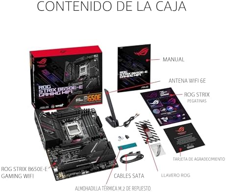 ROG Strix B650E-E Gaming WiFi AM5 (LGA1718) Ryzen 7000 - Placa Base para Juegos (16+2 etapas de Potencia, DDR5,4X Ranuras M.2, PCIe® 5.0, WiFi 6E, LAN 2.5G, Puerto de E/S Trasero USB 3.2 Gen 2x2