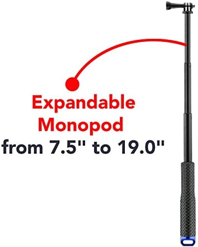 Extendable Monopod - Gopro Selfie Stick with Phone Holder Clip – Waterproof Hand Grip Handle iPhone Monopod - Selfie Stick GoPro Camera Cell Phone - Handheld Monopod for Man Women (Black)