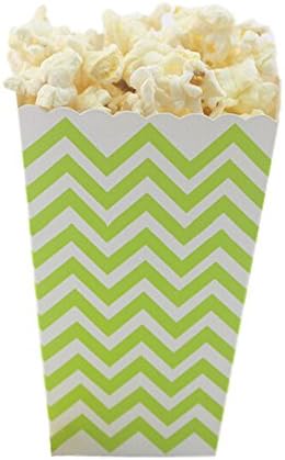 SeasonC 12PCS Chevron Popcorn Boxes Party Supplies GREEN(Boxes Only)