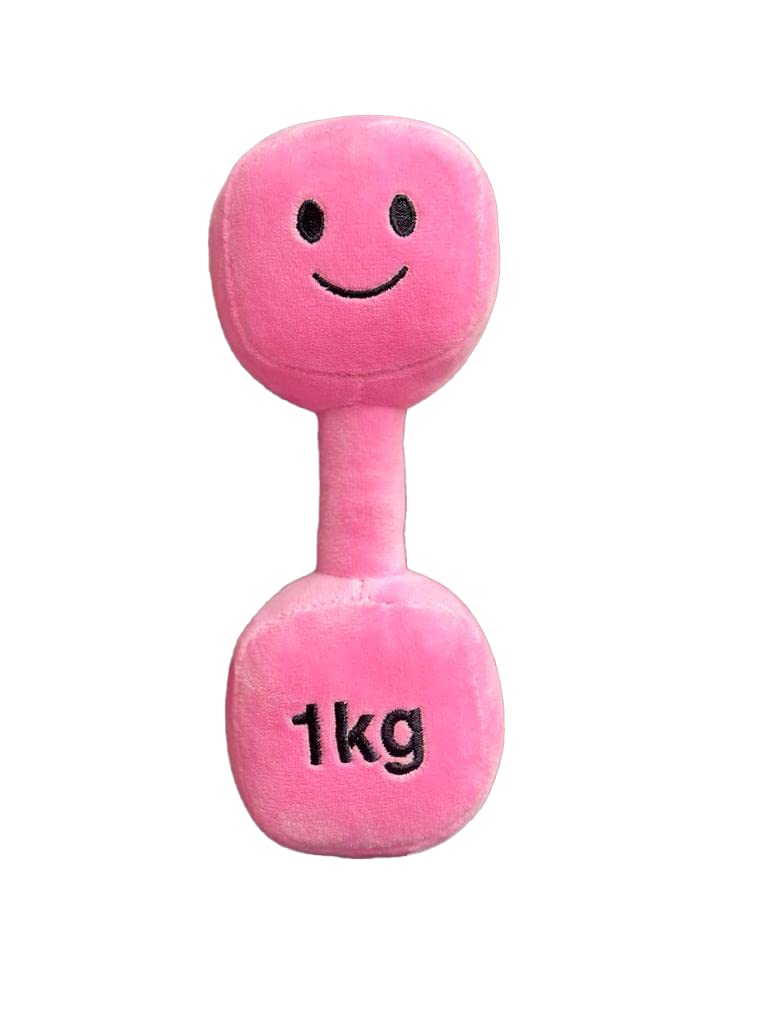 Plush Toy Dumbbell - Baby Rattle - Suitable for Newborn Babies - Very Cute Soft Baby Toy - Plush Toys for Babies Infant Girls Boys Baby Gift - Sensory Toy - First Gift (Candy Château Pink)