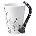 Novelty Clarinet Handle Music Mug Unique Art Musical Notes Holds Tea Coffee Milk Ceramic Mug Cup 12 Oz,Black