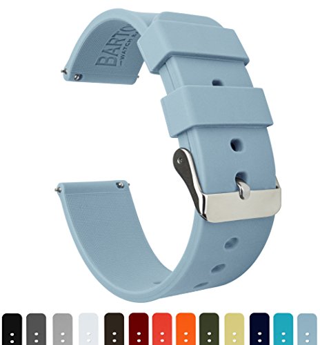 Barton Silicone Watch Bands - Quick Release Straps - Choose Color & Width - 16mm, 18mm, 20mm, 22mm, 24mm - Soft Blue 24mm