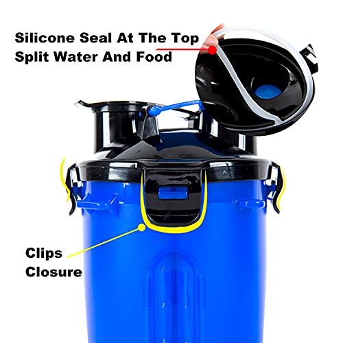 Dogs Travel Water Bottle, Leak Proof Puppy Bottle Water Dispenser with Bowls for Walking (Blue)