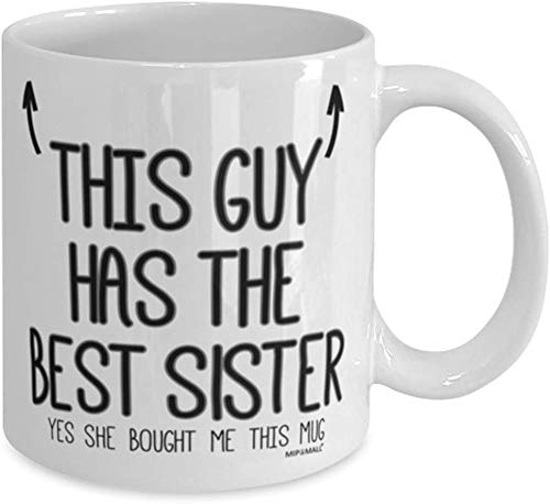MIPOMALL Brothers Mug - Gifts for Brother - This Guy has The Best Sister - Fathers Day - Coffee Mugs, Present for Christmas - wm7410