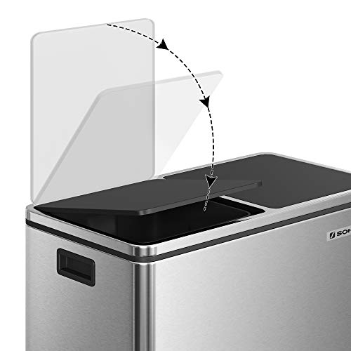 SONGMICS, Soft Closure, Airtight Dual Garbage Can, 16 Gal (60L) Rubbish