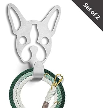 Dog Leash Hooks for Wall: French Bulldog Wall Mounted Key Holder for Wall Decorative - Dog Leash Holder - Decorative Key Hooks for Wall - Set of 2+3M Stickers Included