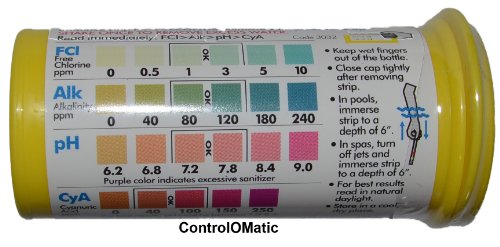 Insta-TEST POOL4 Plus Pool Spa Test Strips, Free Chlorine, Alkalinity, Cyanuric Acid (stabilizer) and pH - 3032, 4-way kit includes 50 tests