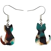 ROSTIVO Cat Earrings for Women Cute Lightweight Acrylic Animal Earrings